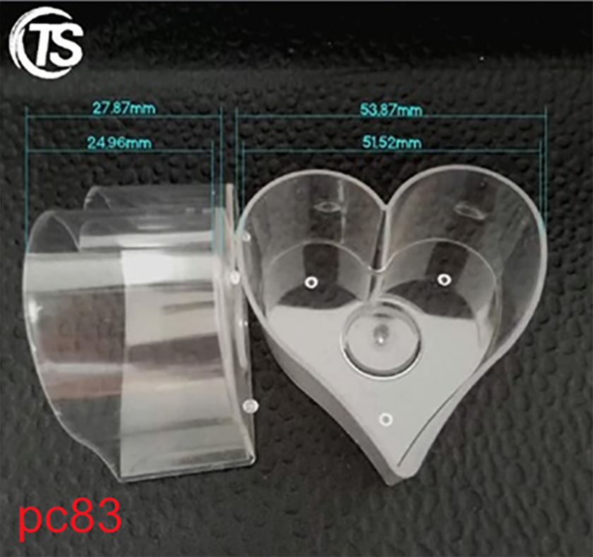 PC83 heart shaped plastic candle shell