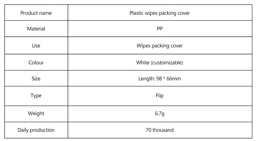 Parameter table of plastic wipes packaging cover